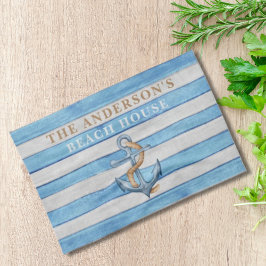 Paño De Cocina Casa de playa de la familia Rusood Nautical Stripe