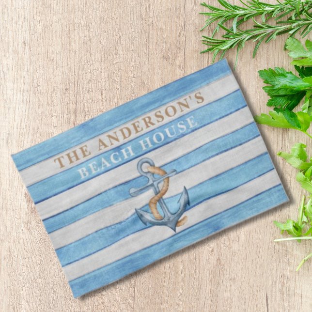 Paño De Cocina Casa de playa de la familia Rusood Nautical Stripe (Subido por el creador)