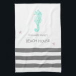 PAÑO DE COCINA CASA DE PLAYA FAMILIAR SEAHORSE Y STARFISH<br><div class="desc">DISEÑO FAMILIAR BEACH HOUSE SEAHORSE Y STARFISH LISTO PARA PERSONALIZAR CON SU NOMBRE FAMILIAR</div>