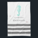 PAÑO DE COCINA CASA DE PLAYA FAMILIAR SEAHORSE Y STARFISH<br><div class="desc">DISEÑO FAMILIAR BEACH HOUSE SEAHORSE Y STARFISH LISTO PARA PERSONALIZAR CON SU NOMBRE FAMILIAR</div>