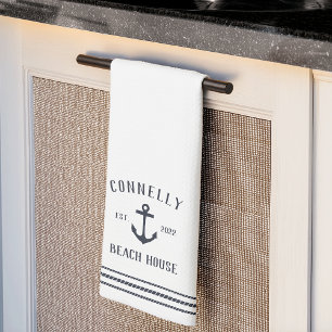 Paño De Cocina Casa de playa personalizada de la Marina Rustic An
