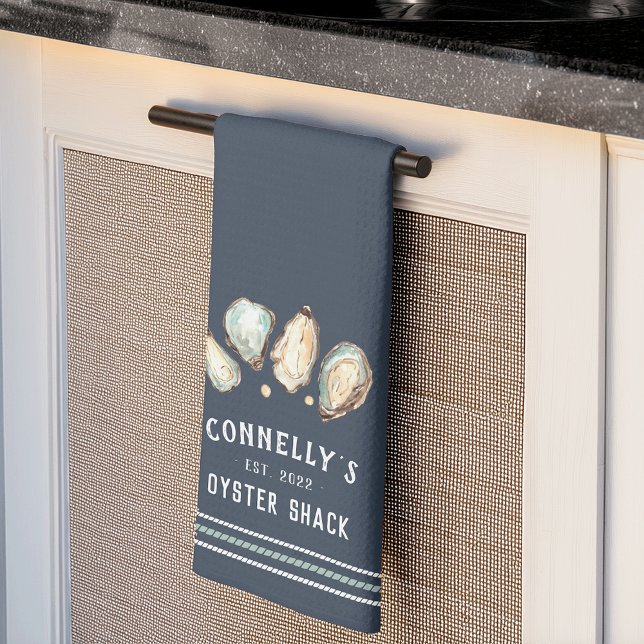 Paño De Cocina Casa de playa personalizada de ostras costeras y p (Subido por el creador)