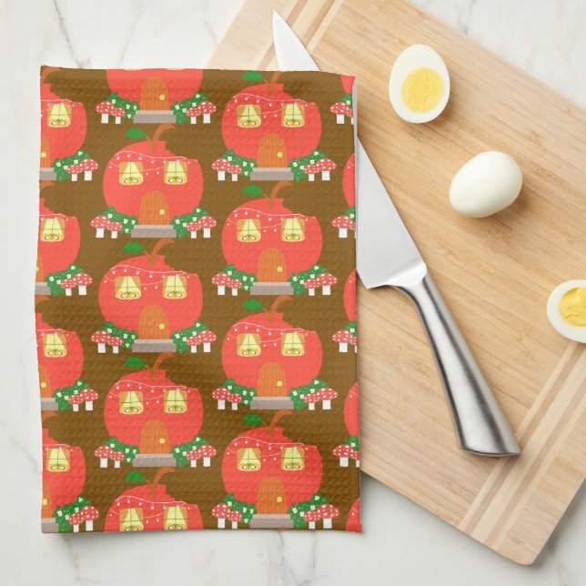 Paño De Cocina Casa de rana de frutas de Apple (Doblado Cuarto)