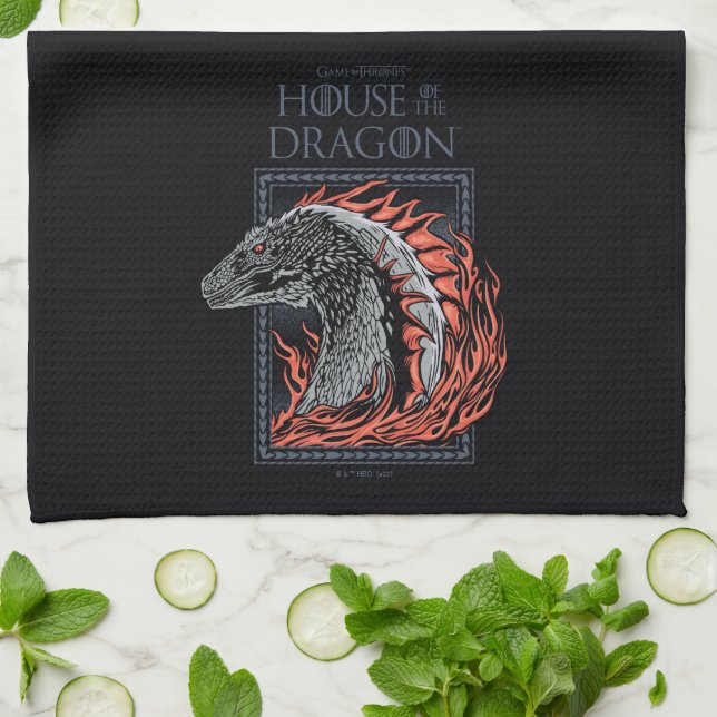 Paño De Cocina CASA DEL DRAGÓN | Perfil de dragón en llamas (Doblado)