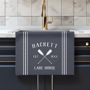 Paño De Cocina Casa del lago personalizada con orejas rusticas az