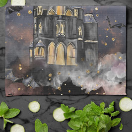 Paño De Cocina Casa embrujada | Árbol y murciélagos de luna llena