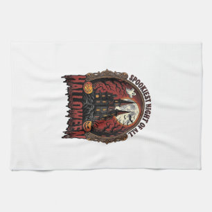 Paño De Cocina Casa Embrujada Halloween Grabado Antiguo Camiseta 