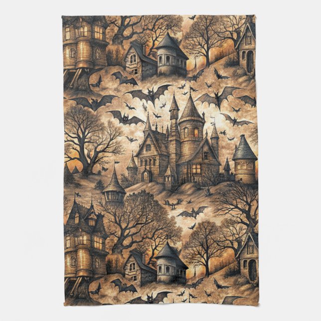 Paño De Cocina Casa embrujada vintage (Vertical)