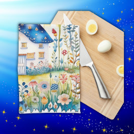 Paño De Cocina Casa Monogramada Cottagecore con hongos |