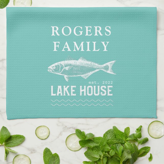 Paño De Cocina Casa personalizada junto al lago (Doblado)