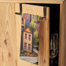 Paño De Cocina Casas y árboles coloridos en el otoño