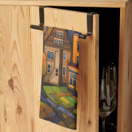 Paño De Cocina Casas y árboles coloridos en el otoño