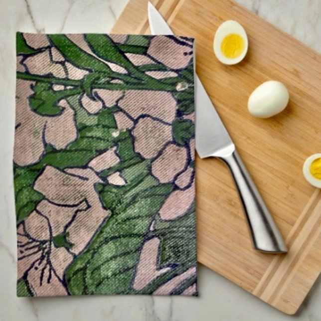 Paño De Cocina Cascada de Flor de Rosa  (Kitchen Towel 16”X24” poly-blend machine washable. )