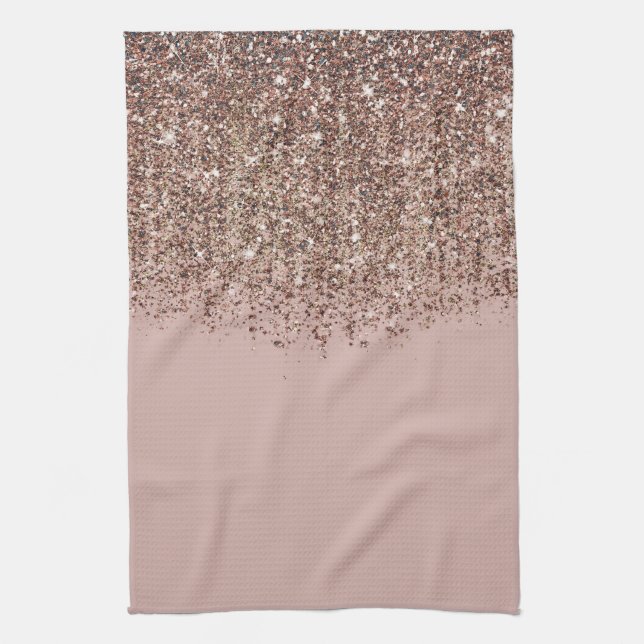 Paño De Cocina Cascada del Purpurina Taupe Rubor Rosa Gold Bronze (Vertical)