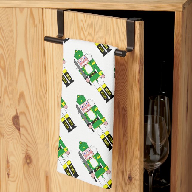 Paño De Cocina Cascanueces verdes de Navidad (Pliegue de tercios)