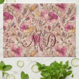 Paño De Cocina Casita Rosa Floral de Aguja