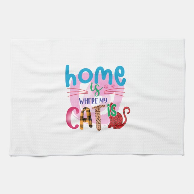 Paño De Cocina Cat Art Home Is Where My Cat Is (Horizontal)