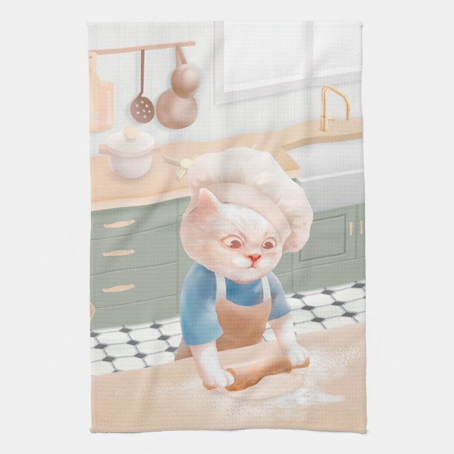 Paño De Cocina Cat Baker Baby - Acogedor Kneading (Vertical)