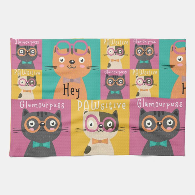 Paño De Cocina Cat Dice Hey Memes Graciosos    (Horizontal)