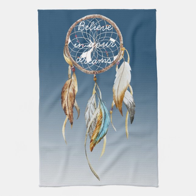 Paño De Cocina Catcher del sueño turquesa azul marrón (Vertical)