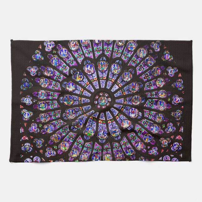 Paño De Cocina Catedral de Notre Dame Ventana Rosa de París (Horizontal)