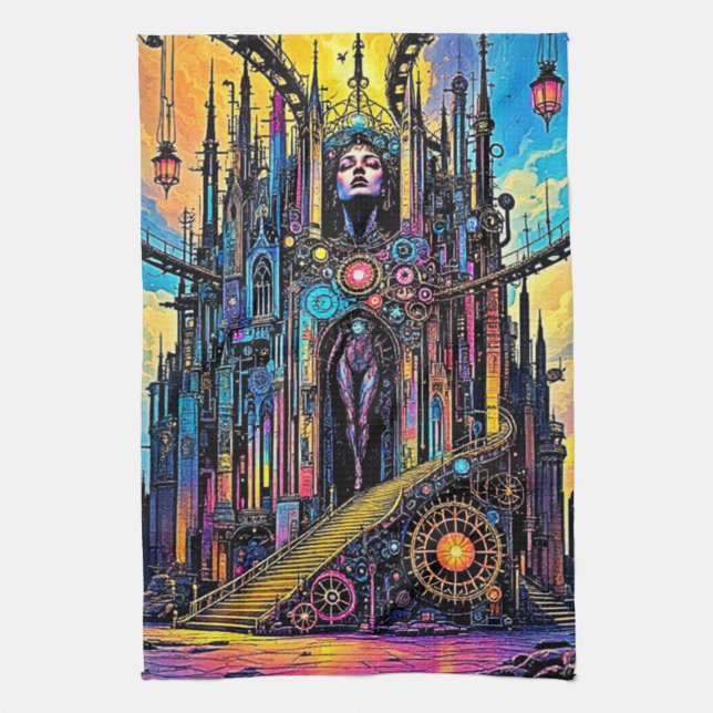 Paño De Cocina Catedral de Steampunk (Vertical)
