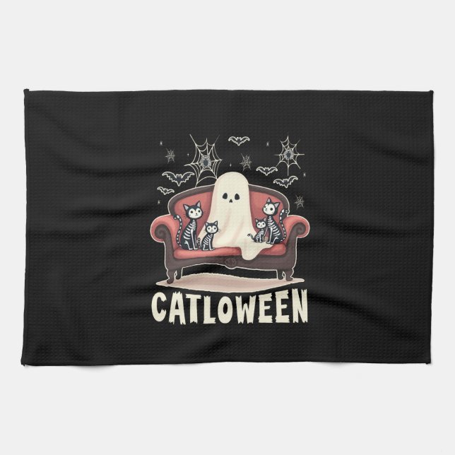 Paño De Cocina Catloween Ghost Halloween (Horizontal)