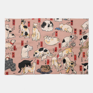 Paño De Cocina Cats japoneses ukiyo-e Art Funny