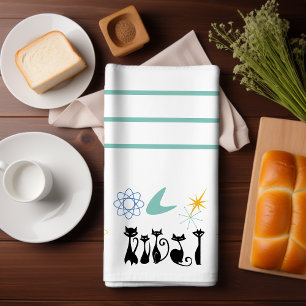 Paño De Cocina Cats negros atómicos modernos de mediados del sigl