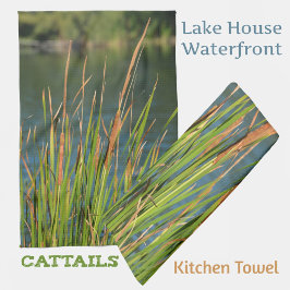 Paño De Cocina Cattails on Lake Waterfront Photographic