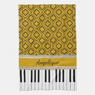 Paño De Cocina Cayos de piano personalizados con papel negro en e