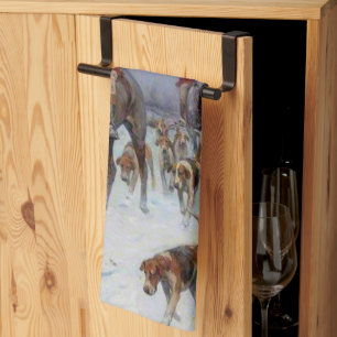 Paño De Cocina Caza de Zorros Cazadores y Perros Regresando a Cas