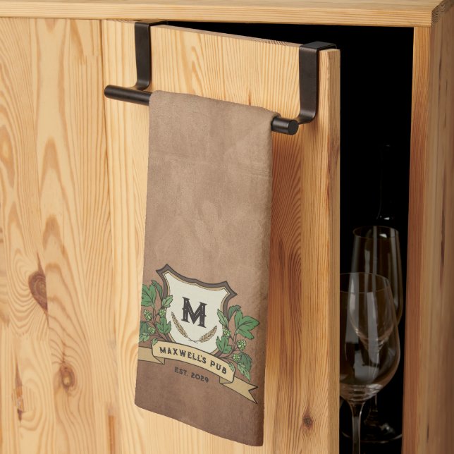 Paño De Cocina Cebada de lúpulo personalizada Monograma Deteriora (Pliegue de tercios)