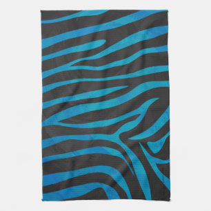 Paño De Cocina Cebra Azul y Estampado Negro