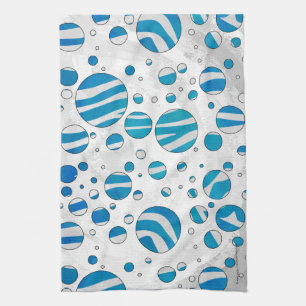 Paño De Cocina Cebra de punto de polka blanca y azul