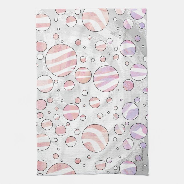 Paño De Cocina Cebra de punto de polka rosa y blanca (Vertical)