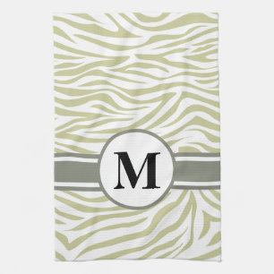 Paño De Cocina Cebra de Safari Verde con monograma
