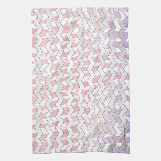 Paño De Cocina Cebra Rosa y Chevron Blanco (Vertical)