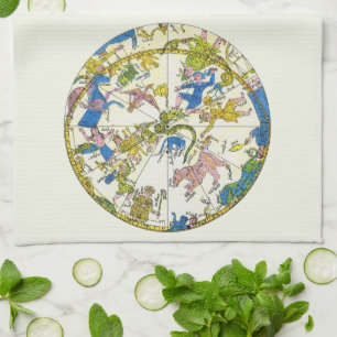 Paño De Cocina Celestial vintage, Esfera árabe, constelaciones