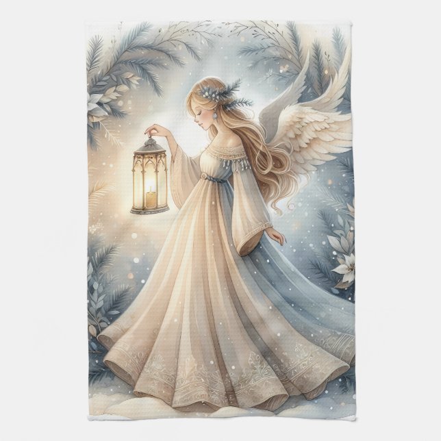 Paño De Cocina Celestial Winter Angel Lantern of Peace (Vertical)