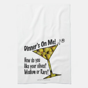 Paño De Cocina ¡Cena BAR TOWELS! ¿Aceitunas? ¿Medio o Raro?