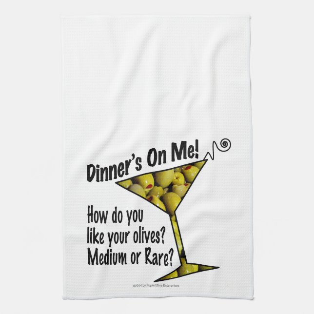 Paño De Cocina ¡Cena BAR TOWELS! ¿Aceitunas? ¿Medio o Raro? (Vertical)