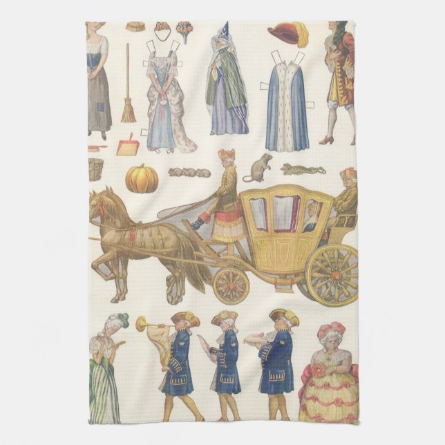 Paño De Cocina Cenicienta, juguetes de muñecas de papel victorian (Vertical)