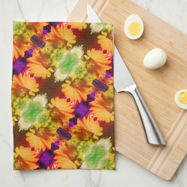 Paño De Cocina Centro De Daffodil Amarillo Resumen Arte Floral (Doblado Cuarto)