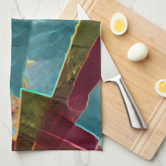 Paño De Cocina Cera esculpida de aspecto marrón y azul (Doblado Cuarto)