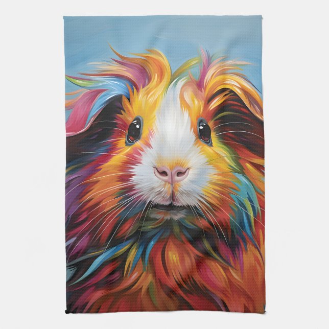 Paño De Cocina Cerdo de Guinea vibrante (Vertical)