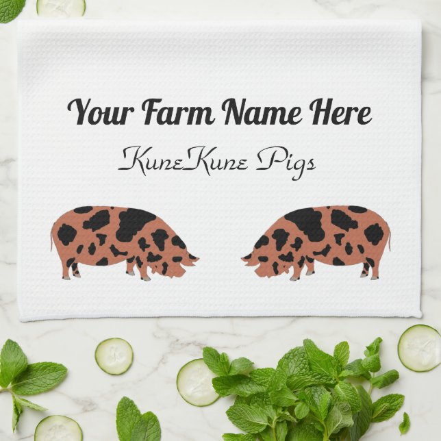 Paño De Cocina Cerdo de KuneKune personalizado (Doblado)