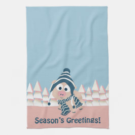 Paño De Cocina Cerdo de los saludos de la estación