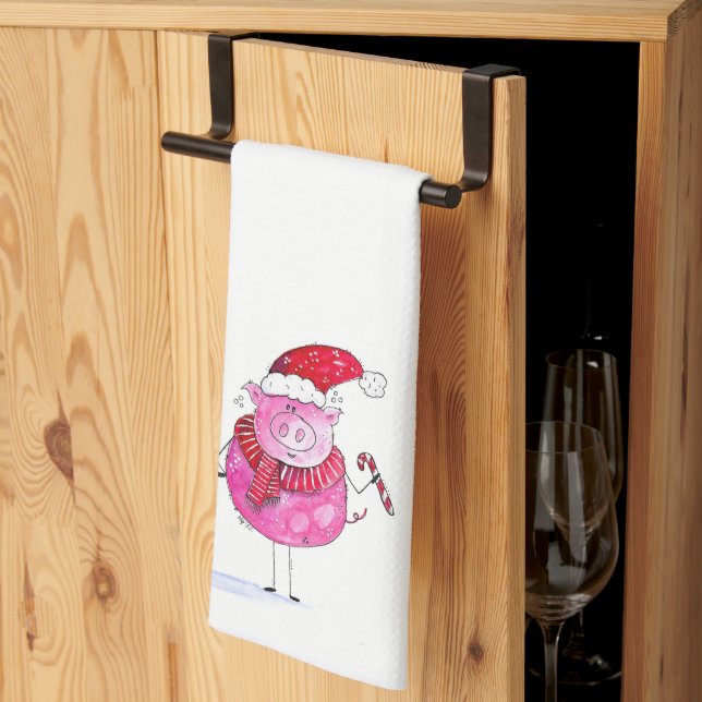 Paño De Cocina Cerdo de Navidades caprichosos (Pliegue de tercios)