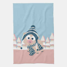 Paño De Cocina Cerdo en invierno